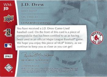 2008 SPx - Winning Materials Position 75 #WM-JD J.D. Drew Back
