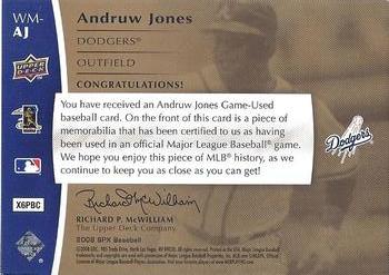 2008 SPx - Winning Materials SPx - Die Cut 150 #WM-AJ Andruw Jones Back