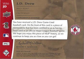 2008 SPx - Winning Materials SPx - Die Cut 150 #WM-JD J.D. Drew Back