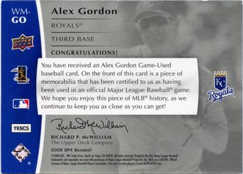 2008 SPx - Winning Materials Triple Limited Patch 15 #WM-GO Alex Gordon Back