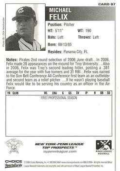 2006 Choice New York-Penn League Top Prospects #07 Michael Felix Back