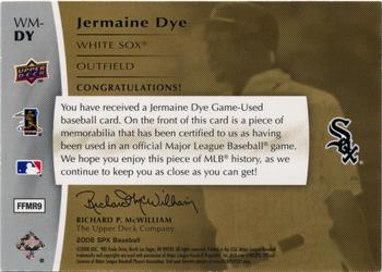 2008 SPx - Winning Materials Triple SPx - 15 #WM-DY Jermaine Dye Back
