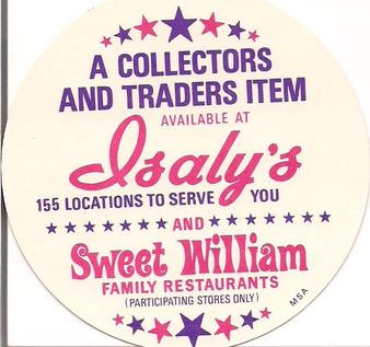 1976 Isaly's/Sweet William Discs #NNO John Candelaria Back