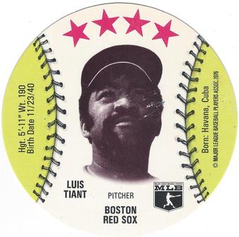 1976 Isaly's/Sweet William Discs #NNO Luis Tiant Front