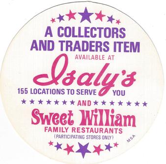 1976 Isaly's/Sweet William Discs #NNO Carl Yastrzemski Back