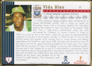 1993 Metallic Impressions Cooperstown Collection #2 Vida Blue Back