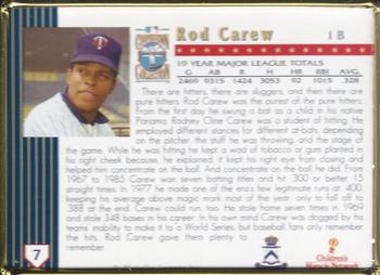 1993 Metallic Impressions Cooperstown Collection #7 Rod Carew Back
