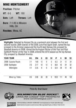 2010 Choice Carolina League Top Prospect 30 #22 Mike Montgomery Back