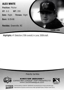 2010 Choice Carolina League Top Prospect 30 #29 Alex White Back
