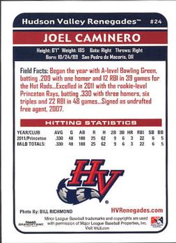 2012 Grandstand Hudson Valley Renegades #NNO Joel Caminero Back