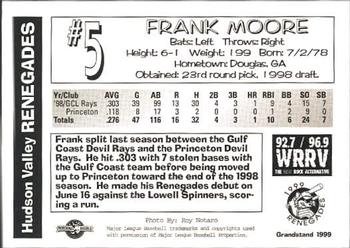 1999 Grandstand Hudson Valley Renegades #NNO Frank Moore Back