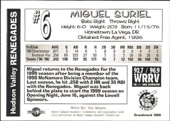 1999 Grandstand Hudson Valley Renegades #NNO Miguel Suriel Back