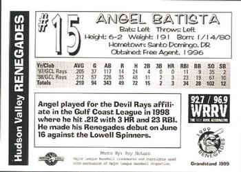 1999 Grandstand Hudson Valley Renegades #NNO Angel Batista Back