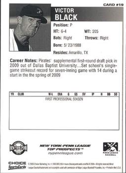 2009 Choice New York-Penn League Top Prospects #19 Victor Black Back