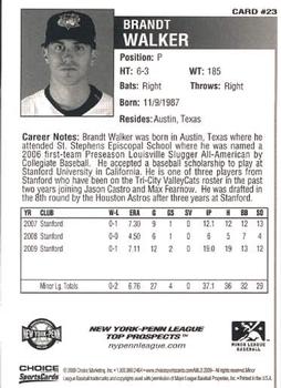 2009 Choice New York-Penn League Top Prospects #23 Brandt Walker Back