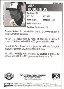 2009 Choice New York-Penn League Top Prospects #26 Jeff Kobernus Back