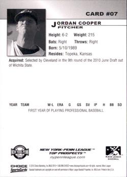 2010 Choice New York-Penn League Top Prospects #07 Jordan Cooper Back