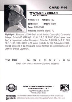 2010 Choice New York-Penn League Top Prospects #16 Taylor Jordan Back