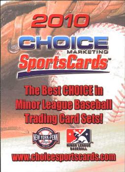 2010 Choice New York-Penn League Top Prospects #NNO Ad Card Front