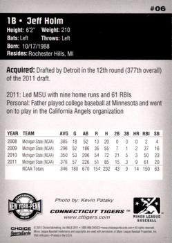 2011 Choice New York-Penn League Top Prospects #06 Jeff Holm Back