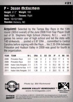 2011 Choice New York-Penn League Top Prospects #21 Jason McEachern Back