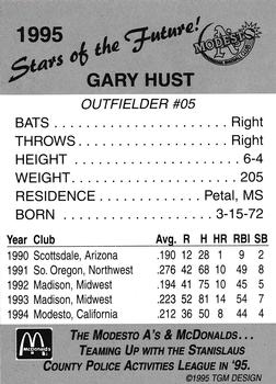1995 Modesto A's #NNO Gary Hust Back