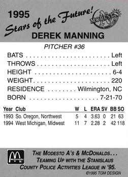 1995 Modesto A's #NNO Derek Manning Back