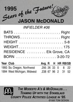 1995 Modesto A's #NNO Jason McDonald Back