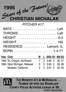 1995 Modesto A's #NNO Chris Michalak Back