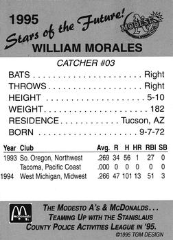 1995 Modesto A's #NNO Willie Morales Back