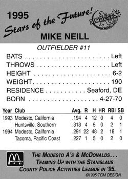 1995 Modesto A's #NNO Mike Neill Back