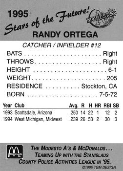 1995 Modesto A's #NNO Randy Ortega Back
