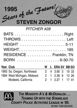 1995 Modesto A's #NNO Steve Zongor Back