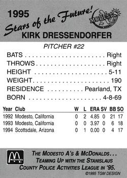 1995 Modesto A's #NNO Kirk Dressendorfer Back