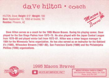 1995 Multi-Ad Macon Braves #NNO Dave Hilton Back