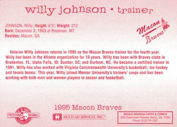 1995 Multi-Ad Macon Braves #NNO Willy Johnson Back