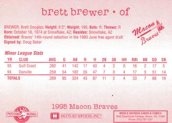 1995 Multi-Ad Macon Braves #NNO Brett Brewer Back