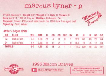 1995 Multi-Ad Macon Braves #NNO Marcus Tyner Back