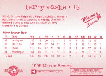 1995 Multi-Ad Macon Braves #NNO Terry Vaske Back
