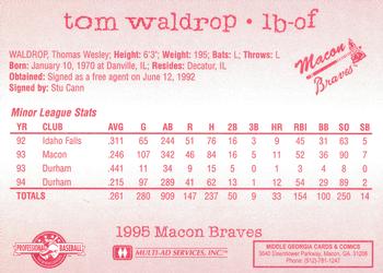 1995 Multi-Ad Macon Braves #NNO Tom Waldrop Back