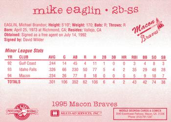 1995 Multi-Ad Macon Braves #NNO Mike Eaglin Back