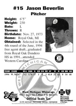 1995 West Michigan Whitecaps #NNO Jason Beverlin Back