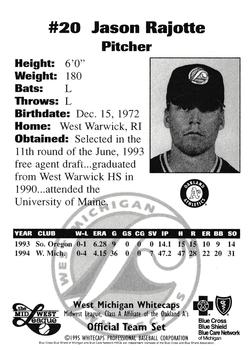 1995 West Michigan Whitecaps #NNO Jason Rajotte Back