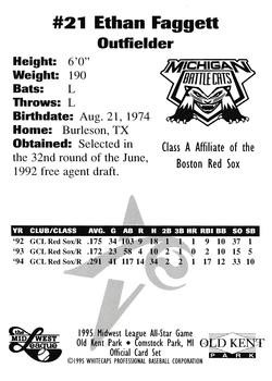 1995 Midwest League All-Stars #NNO Ethan Faggett Back