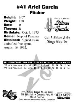 1995 Midwest League All-Stars #NNO Ariel Garcia Back