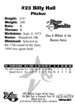 1995 Midwest League All-Stars #NNO Billy Hall Back