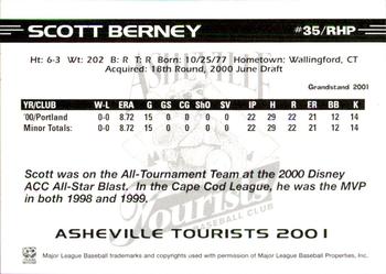 2001 Grandstand Asheville Tourists #NNO Scott Berney Back