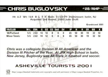 2001 Grandstand Asheville Tourists #NNO Chris Buglovsky Back