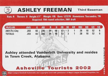 2002 Grandstand Asheville Tourists #NNO Ashley Freeman Back