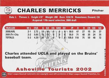 2002 Grandstand Asheville Tourists #NNO Charles Merricks Back